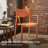 Space-Saving Stackable Molded Armchair Sturdy Construction Dining Chair Ergonomic Backrest Household Seating Easy Assembly for Families, Homeowners, Kitchen, Small Apartment, Living Room, Balcony