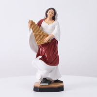 Female Musician Figurine Painted Figurine with Organ Instrument Detailed Musician Statue for Collectors, Desk, Cabinet