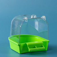 Bird Bath for Parrot, Cockatiel, and Budgie; Covered Corner Design with Screws; Pet Bird Bath for Small Birds and Canaries