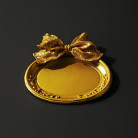 Oval Photo Frame with Bow Gold Decorative Frame with Scroll Relief Ornaments Ornate Vintage-Style for Photographers