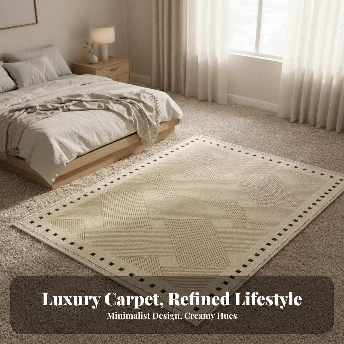 Non-Slip Backing Cream Design Floor Mat Skin-Friendly Luxuriously Soft Bedroom Carpet Easy to Clean Bedroom Floor Mat No-Pilling for Families, Homeowners, Pet Owners, Nursery, Home, Hallway, Dorm