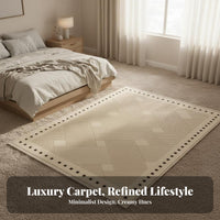 Non-Slip Backing Cream Design Floor Mat Skin-Friendly Luxuriously Soft Bedroom Carpet Easy to Clean Bedroom Floor Mat No-Pilling for Families, Homeowners, Pet Owners, Nursery, Home, Hallway, Dorm