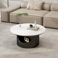 Sintered Stone Top double-levellevel circular table Minimalist Design Home Furniture Space-Saving Italian Inspired for Apartment Dwellers, Homeowners, Office Managers, Living Room, Small Spaces, Lounge, Reception Area