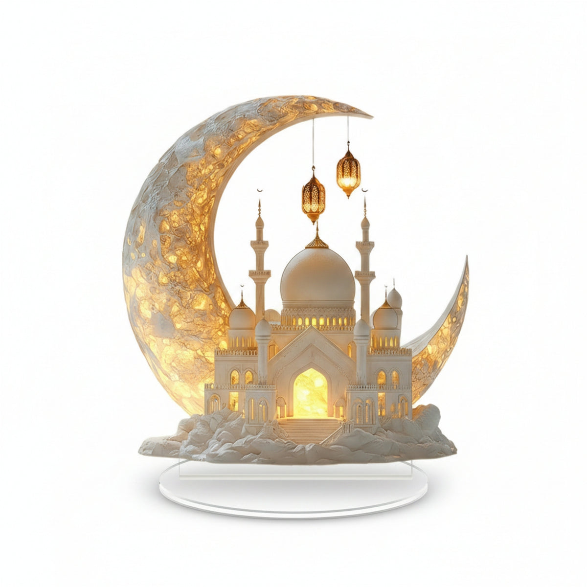 Freestanding Mosque Silhouette Decoration Desktop Crescent Moon Ornament Gift Idea Home Decor Scratch-Resistant