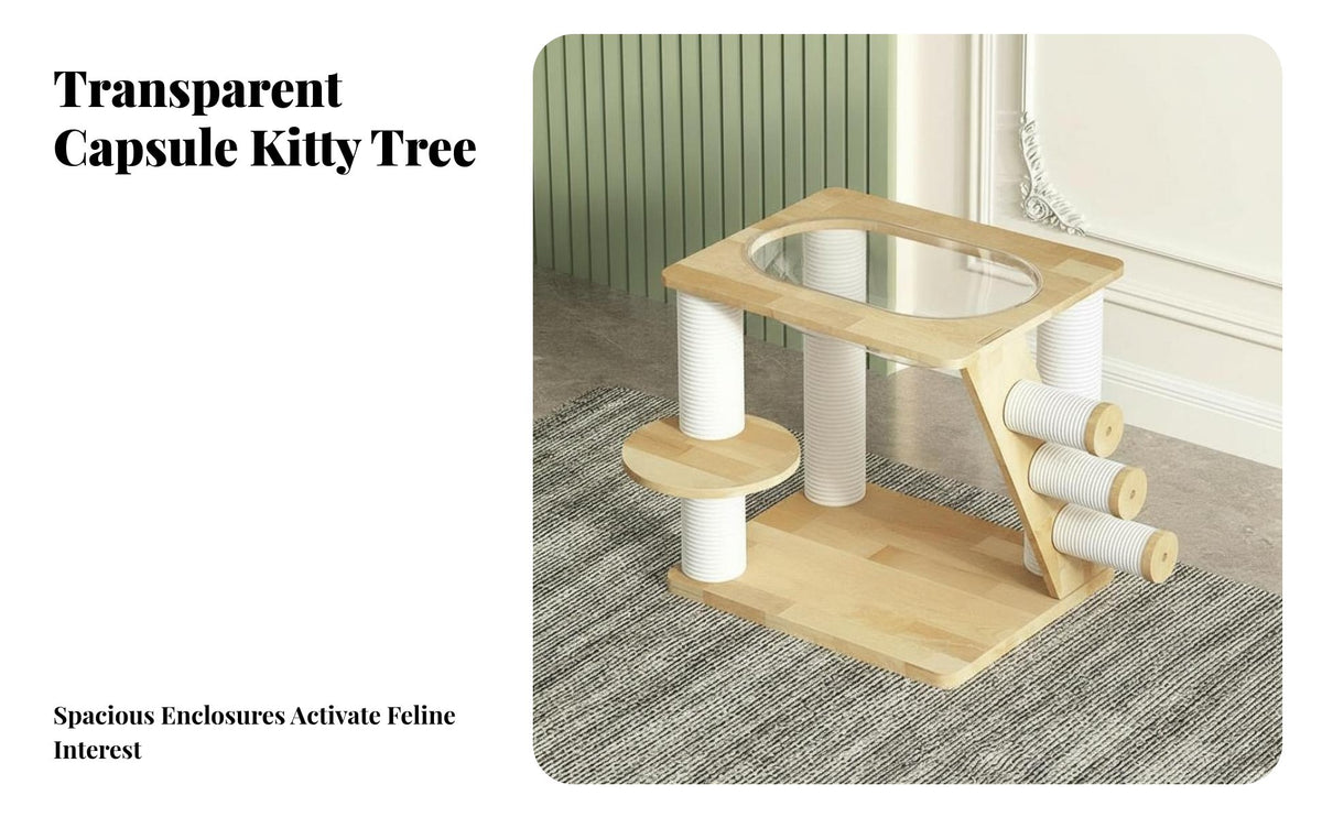 Transparent Lounge Pod Multi-Level Feline Tree with Space Capsule Sisal Scratching Posts Multi-Level Feline Climber Sturdy & Stable Pet Furniture Sturdy Construction for Apartment Dwellers, Living Room, Indoors, Home