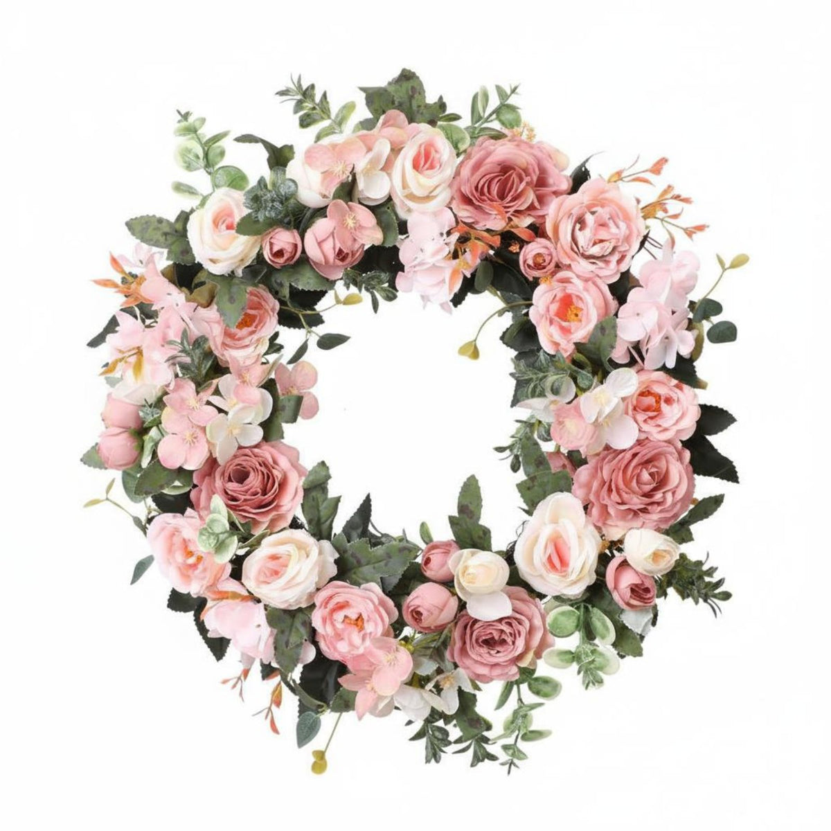 Artificial Silk Flower Peony Wreath Realistic Look Season Summer Floral Wreath Wall Decoration Lifelike Appearance Handmade