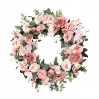 Artificial Silk Flower Peony Wreath Realistic Look Season Summer Floral Wreath Wall Decoration Lifelike Appearance Handmade