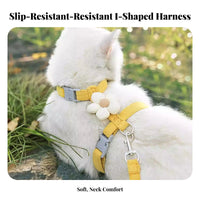 Easy to Wear Cat Harness and Leash Set Lightweight Escape Proof Kitten Harness Breathable for Cats, Kittens, Daily Walks, Travel, Vet Visits