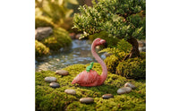 Resin Flamingo Figurine Miniature Pink Flamingo Figurine Home Decor Molded Feather Texture Outdoor Ornament Decorative Base