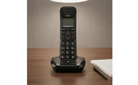 Numeric Keypad DECT Phone Compact Handset and Base Small Display Desktop Cordless Phone Black