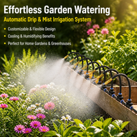 Grey PE Irrigation System Garden, Adjustable Flow Watering Systems, DIY Set for Home Gardening, Boyau d'arrosage Water Saving
