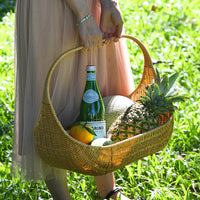 Multifunctional Imitation Rattan Woven Fruit Basket with Handle for Weddings, Gifts, Picnics