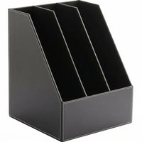 3 Tier File Organizer for Desktop, PU Leather Document Storage Rack for A4 Folders, Office Workspace Organization Tray