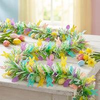 Easter Egg Garland Festive Design Easter Tinsel Garland Shiny Colorful Egg Streamer for Party Planners, Families, Wall Hanging, Indoor, Classroom