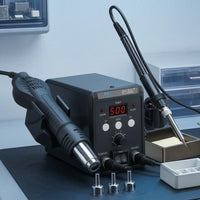 Separate Controls 2-in-1 Soldering Station Compact Soldering Rework Kit Desktop Electronic Repair Tool Black