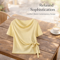 T Shirts for Women UK with Drawstring Waist Tie Detail, Short Sleeve Round Neck for Daily Wear, Casual Tshirts