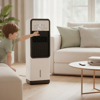 Compact Evaporative Air Cooler Portable Column Fan with Water Tank No Installation Required Swamp Cooler Easy to Clean for Bedroom, Living Room