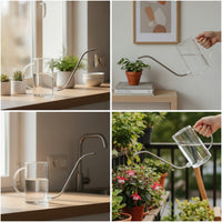 Transparent Watering Can with Long Spout Graduated Plant Watering Can Easy to Fill Vessel Ergonomic for Windowsill