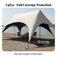 Black Vinyl Coating Waterproof Shelter Sheet Quick Setup Star-Shaped Tarp Portable Outdoor Equipment for Campers, Families, Hikers, Camping, Picnics, Picnic, Hiking