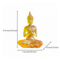 Zen Resin Buddha Figurine Meditative Buddha Figurine with Gold Accents Small Compact for Meditation Corner