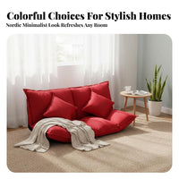 Converts to Bed Foldable 2-Seater Floor Sofa Space-Saving Fold-expandable Mattress Couch Multi-Functional Design Indoor Seating Adjustable Backrest for Young Adults, Apartment Dwellers, Students, Bedroom, Balcony, Dorm Room