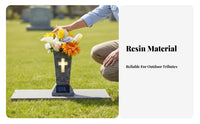 Weather Resistant Solar Grave Vase Automatic On/deactivate LED Cemetery Flower Holder Removable Floor Spikes for Friends, Gravesite