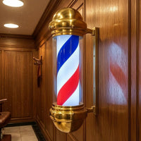 Wall-Attached Barber Pole Red Barber Shop Pole Lamp Side Arm Mount Striped Tube Light