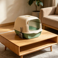 Enclosed Cat Waste Containment Unit Easy to Clean Covered Cat Toilet Spacious Covered Litter Tray for Indoor