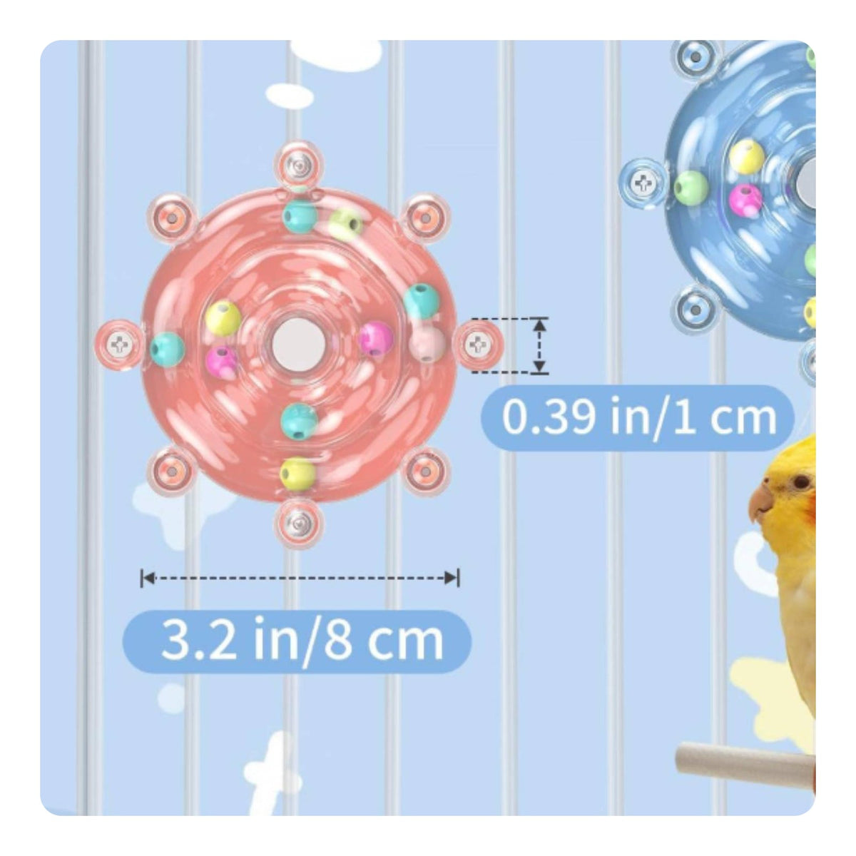Healthy Chewing Exercise Parrot Foraging Wheel Easy Installation Bird Enclosure Rotating Wheel for Parrots, Small Birds