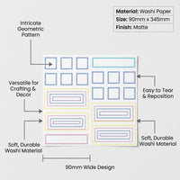 Decorative Tape for Crafts Planner Decorating, Skinny Washi for Journal Decoration, Geometric Border Students