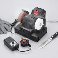 Sturdy Long-Lasting Mini Electric Bench Grinder Multi-Functional Double Wheel Polishing Machine Fast Heat Dissipation Small Desktop Grinder 100W Engine for DIY Enthusiasts, Crafters, Workshop, Garage