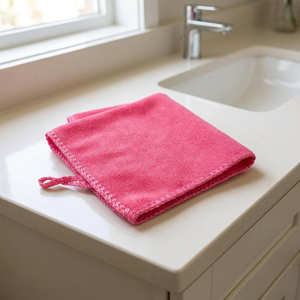 Small Microfibre Cloth and Dish Cloths, 30cm X 30cm Microfiber Towel with Hanging Loop, Absorbent Plain Weave Fabric for Kitchen and Kindergarten