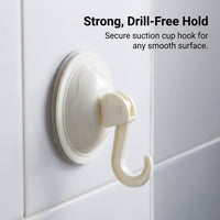 Cabinet Vacuum Hook, Heavy Duty Suction Cup Hanger for Glass Wall, Reusable Multi-Purpose Single for Renter, Organization for Bathroom & Kitchen