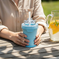 Foldable Ice Sphere Cup Portable Drinkware Straw Hole for Party