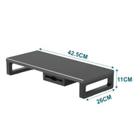 Space-Saving Monitor Stand with Drawer Stable Metal Monitor Riser Heavy-Duty Furniture Anti-Slip for Office Workers