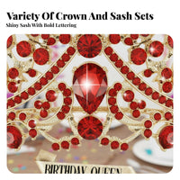 2 Pieces Birthday Queen Crown and Sash Sparkling Crystal S Birthday Crown and Sash Set Silver Princess Tiara Elegant Design