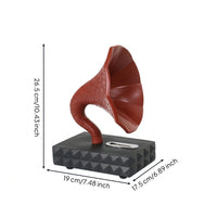 Gramophone Speaker Ornament Retro Speaker Statue with Geometric Base Sculptural Phonograph Ornament for Bookshelf, Office Desk