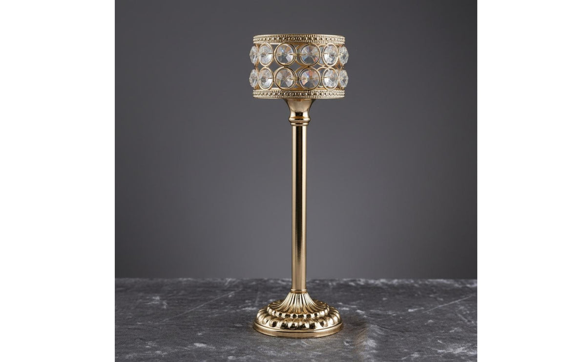 3 Pieces Luxury Design Gold Crystal Candle Holder Romantic Dinner Crystal Candle Holder Glamorous Design Decorative Candlestick Light Reflecting for Wedding, Party, Restaurant