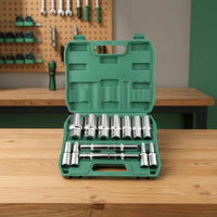 Metric Deep Socket Set Professional Socket Set with Carrying Case Heavy-Duty Drive Sockets Portable for Mechanics, DIYers, Workshop, Garage