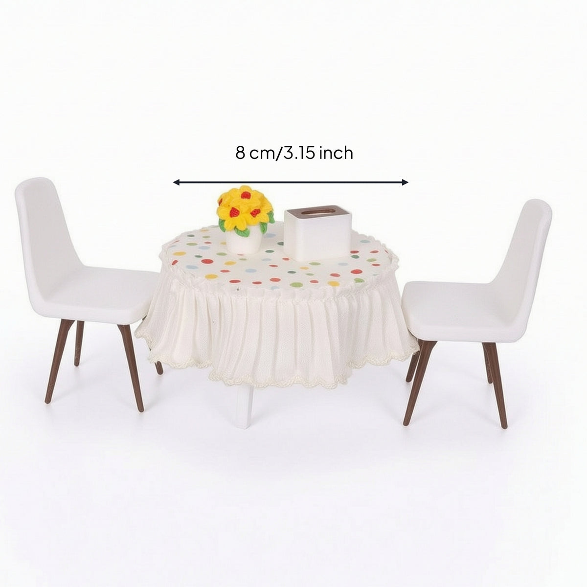 6 Pieces Dollhouse Dining Room Furniture Set Realistic Dollhouse Table and Chairs Miniature Table with Skirt Long-Lasting