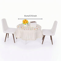 6 Pieces Dollhouse Dining Room Furniture Set Realistic Dollhouse Table and Chairs Miniature Table with Skirt Long-Lasting