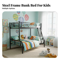 Metal Bunk Bed Space Saving Metal Bunk Bed Frame Strong Load-Bearing Bedroom Furniture for Families, Adults, Small Apartment, Dorm Room