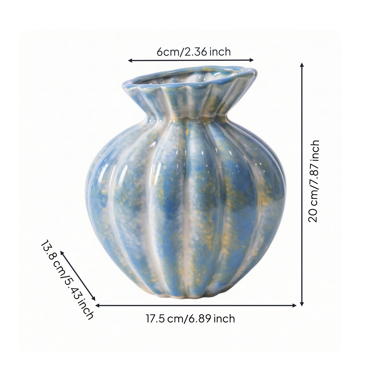 Pumpkin Vase Sculptural Ceramic Vase Vessel Textured Farmhouse for Decorators, Home Decor, Tabletop
