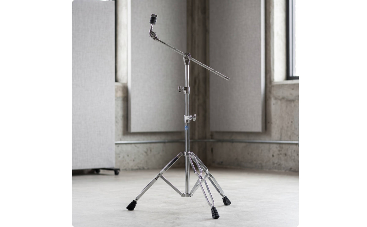 Drum Cymbals Stand Holder with Counterweight Chrome Cymbals Stand Holder with Extending Arm Adjustable for Percussionists, Stage, Production Studios, Rehearsal Rooms