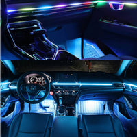 6 Pieces Acrylic Interior Car LED Lights App Controlled Car Ambient Lighting Kit Acrylic Light Strips Multicolor for Drivers
