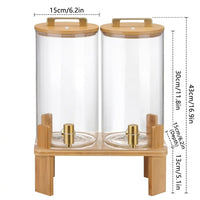 Water Dispenser and Beverage Dispenser with Metal Tap, High Borosilicate Glass Drink Dispenser with Tap and Bamboo Stand for Party Drink Use