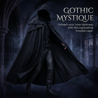 Fancy Dress Costume Hooded Cape, Gothic Fashion Hooded Cloak, Dress Costume Halloween, Medieval Retro Cloak for Themed Events