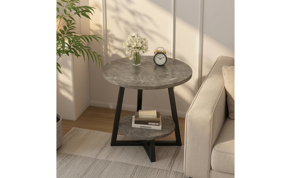 Round Side Table Contemporary Circular End Table Compact for Living Room, Reading Corner, Apartments