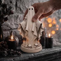 Specters Statue with Skeletal Base Halloween Specters Statue Tabletop Sculpture for Bookshelf, Office Desk