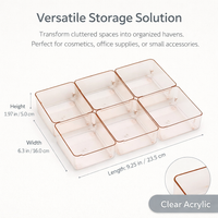 Clear Acrylic Drawer Organizer, Transparent Desk Storage with Dividers, Bathroom for Women, Kitchen